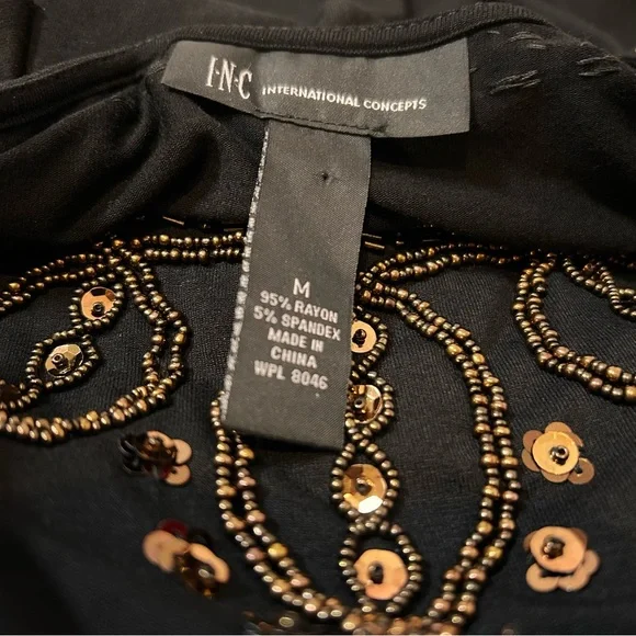 INC (International Concepts) Chocolate Embellished Dress - Size M (NWOT) - Picture 8 of 9
